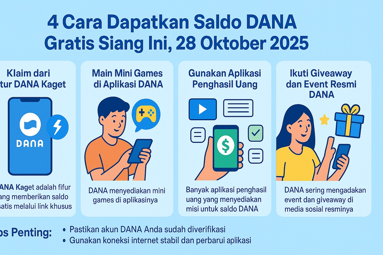4 Cara Dapatkan Saldo DANA Gratis Siang Ini, 28 Oktober 2025