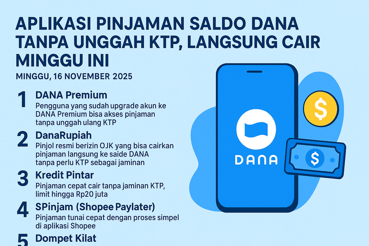 5 Aplikasi Pinjaman Saldo DANA Tanpa Unggah KTP, Langsung Cair Minggu Ini