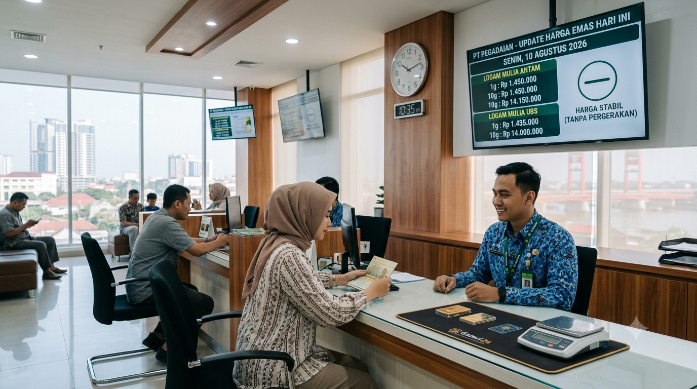 Cek Tabungan Emasmu! Harga Emas Pegadaian Hari Ini Senin 10 Agustus 2026 Nihil Pergerakan
