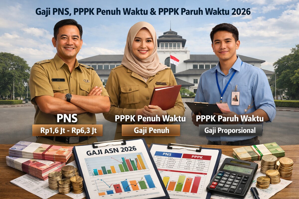 Perbedaan Gaji Pokok PNS, PPPK Penuh Waktu dan Paruh Waktu Tahun 2026