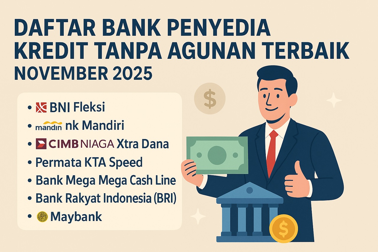 Daftar Bank Penyedia Kredit Tanpa Agunan Terbaik November 2025: Solusi Finansial dari BNI hingga Mandiri