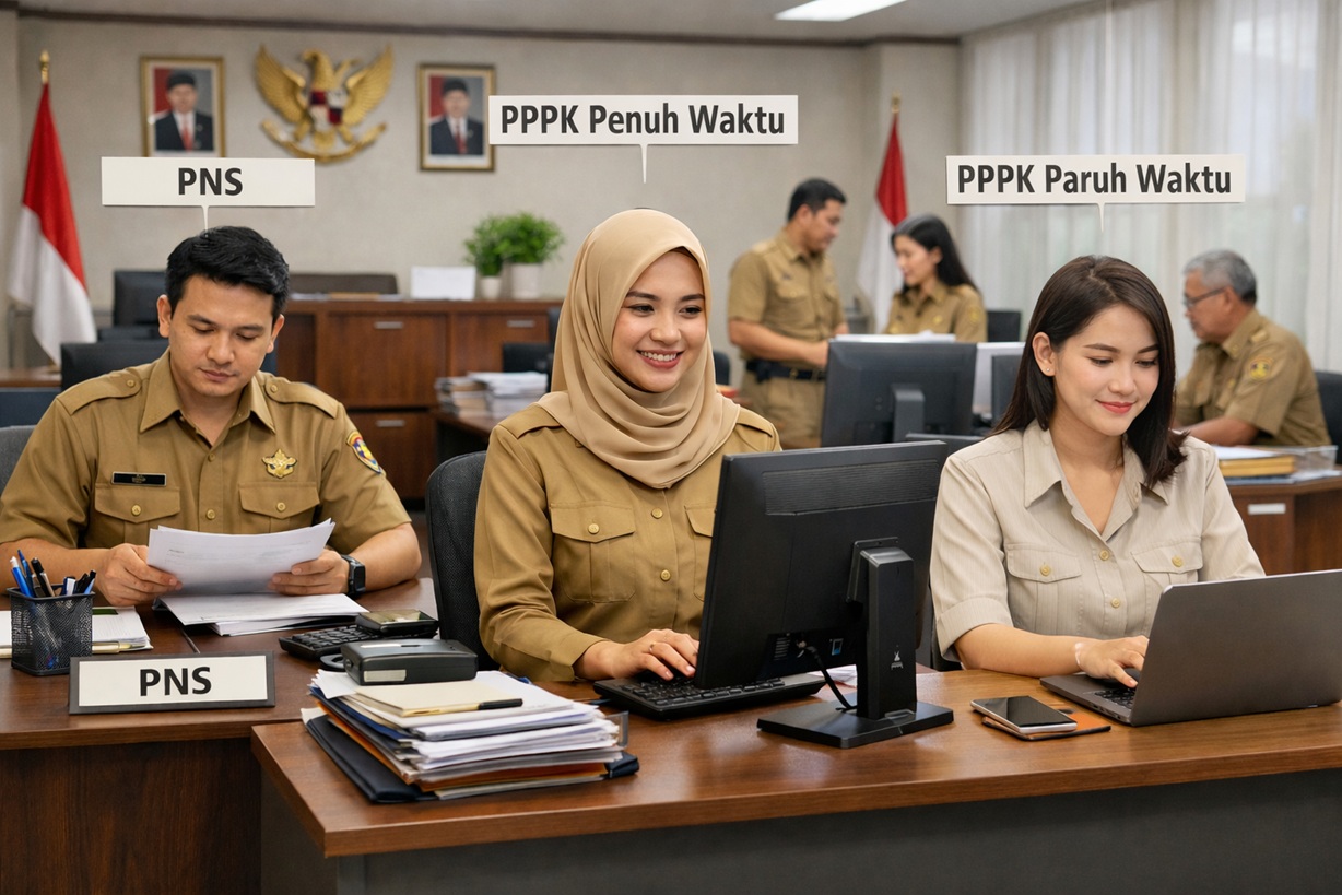 Perbedaan PNS, PPPK Penuh Waktu, dan PPPK Paruh Waktu dalam Sistem ASN Indonesia