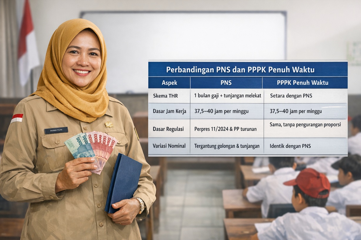Skema THR Idulfitri 2026 untuk PNS dan PPPK Penuh Waktu, Cek Perbandingannya