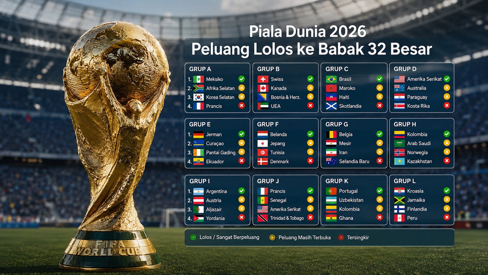 Piala Dunia 2026: Siapa yang Paling Berpeluang Melaju ke Babak 32 Besar?