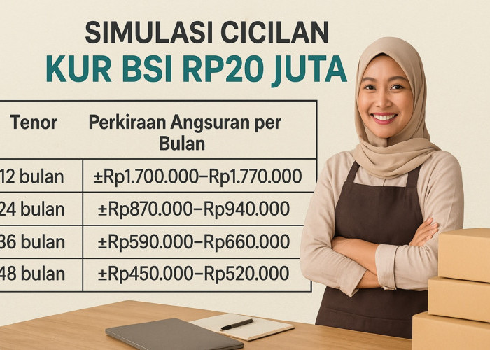Simulasi Angsuran Pinjaman KUR BSI Rp 20 Juta Tenor 12 24 36 48 Bulan Desember 2025