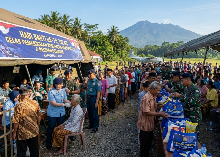 Sentuhan Hangat di Banyuwangi: TNI AU Gelar Berobat Gratis Hingga Bagi-Bagi Sembako
