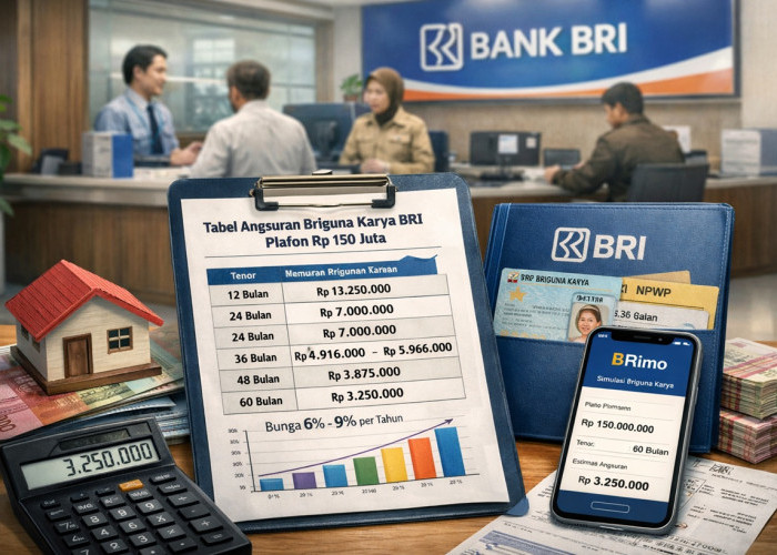 Tabel Angsuran Briguna Karya BRI Plafon Rp150 Juta: Simulasi Tenor, Bunga, dan Ketentuan Terbaru