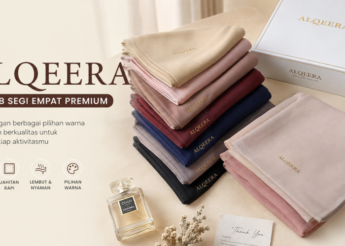 Alqeera Tawarkan Jilbab Segi Empat dengan Banyak Pilihan Model