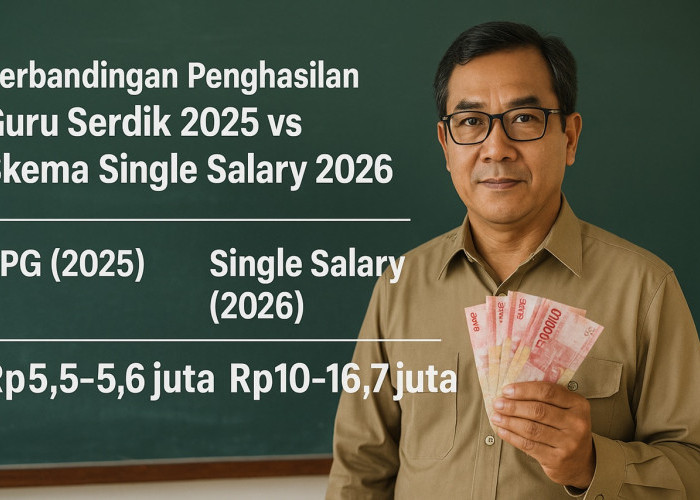 Perbandingan Penghasilan Guru Serdik Pakai Sistem TPG vs Single Salary, Simulasi Gaji Bikin Melongo