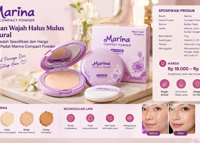 Riasan Wajah Halus Mulus Natural: Membedah Spesifikasi dan Harga Bedak Padat Marina Compact Powder