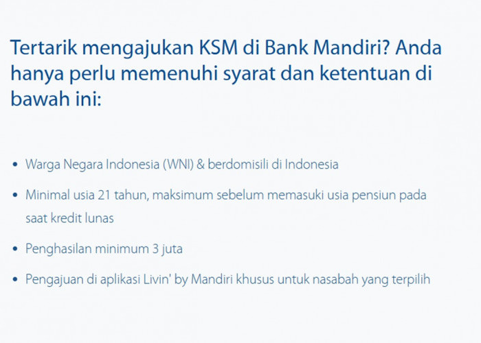 Simulasi Kredit KSM Mandiri Rp50 Juta Tenor 5 Tahun, Cicilan Mulai Rp1 Jutaan