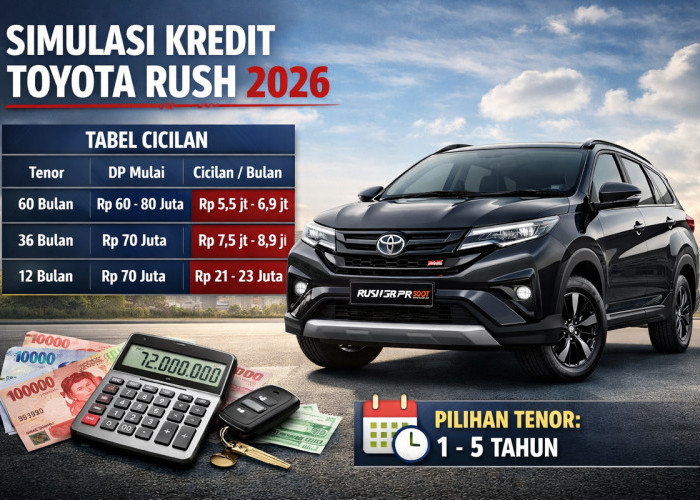 Simulasi Kredit Toyota Rush 2026, Cicilan Lengkap dari Tenor Pendek hingga Panjang