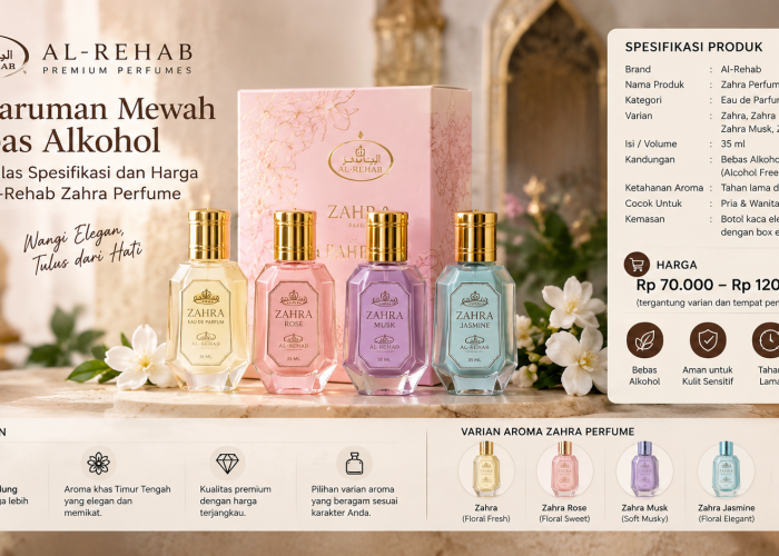 Keharuman Mewah Bebas Alkohol: Mengulas Spesifikasi dan Harga Lini Al-Rehab Zahra Perfume