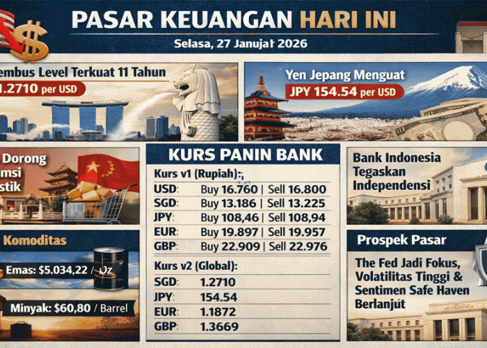 Dolar AS Tertekan Jelang The Fed, SGD Sentuh Level Terkuat Sejak 2014