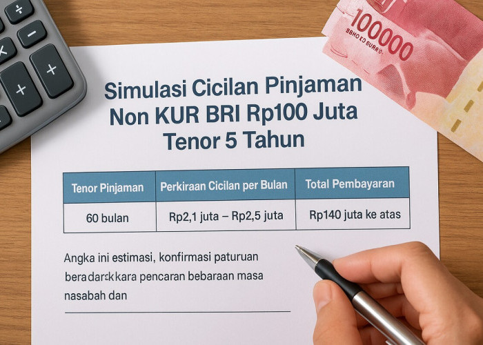 Simulasi Cicilan Pinjaman Non KUR BRI Rp100 Juta Tenor 5 Tahun, Ini Perkiraan Angsuran per Bulan