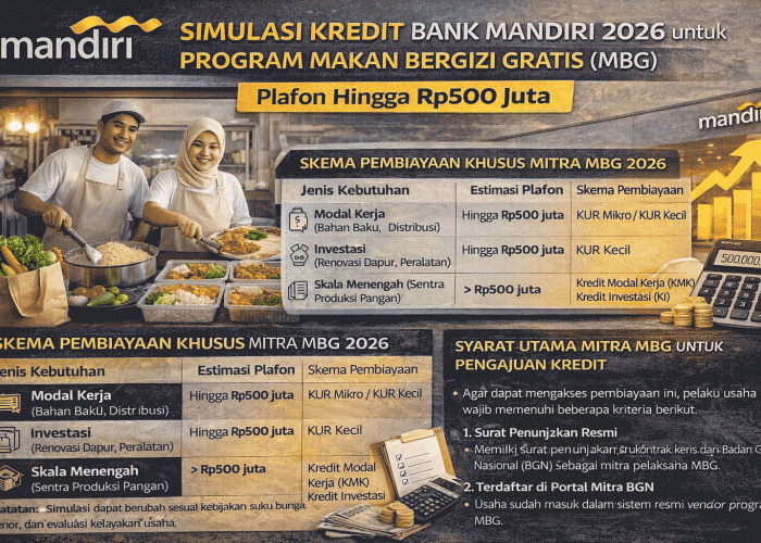 Simulasi Kredit Bank Mandiri 2026 untuk Program Makan Bergizi Gratis (MBG), Plafon Hingga Rp500 Juta