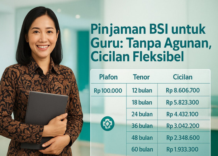 Tabel  Simulasi Pinjaman BSI Tanpa Agunan 100 Juta untuk Guru, Cicilan Mulai di Bawah Rp 2 Juta