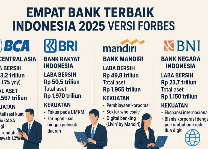 4 Bank Terbaik Indonesia 2025 Versi Forbes: Dominasi BCA, BRI, Mandiri, dan BNI di Era Digital