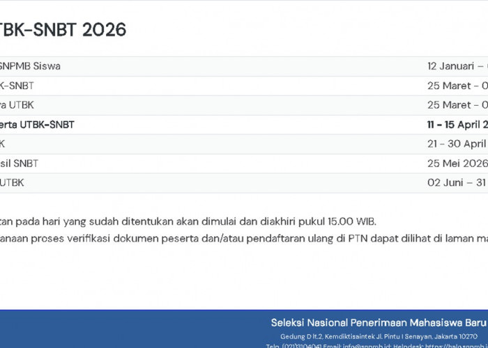 Jadwal UTBK-SNBT 2026 Resmi Rilis, Catat Tanggal Pentingnya dari Daftar hingga Pengumuman
