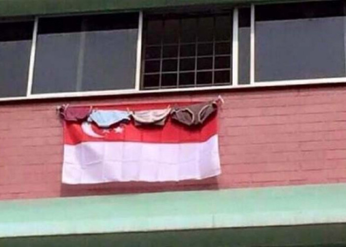 Foto Viral Pakaian Dalam Menggantung di Bendera Singapura Ternyata Foto Lama