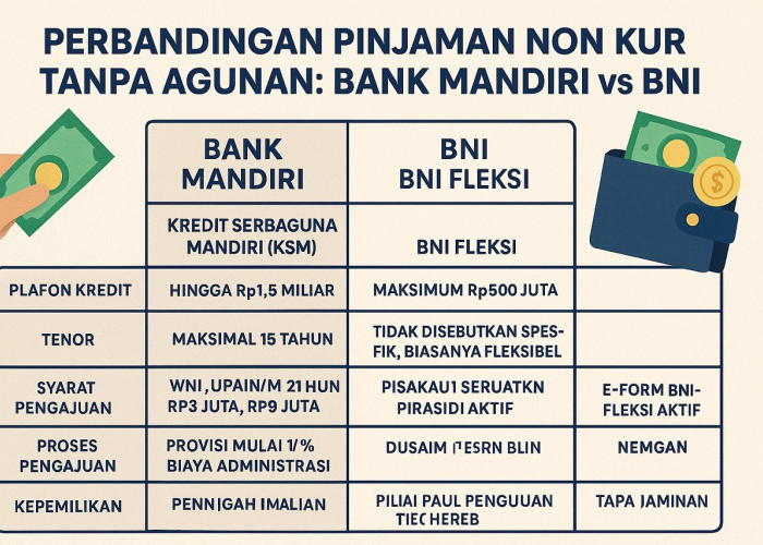 Perbandingan Pinjaman Non KUR Tanpa Agunan: Bank Mandiri vs BNI, Mana yang Lebih Menguntungkan di 2025?