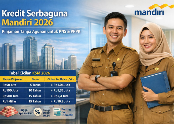 Bank Mandiri Buka Pinjaman Tanpa Agunan Non KUR Februari 2026 Bagi PNS dan PPPK, Ini Tabel Cicilannya