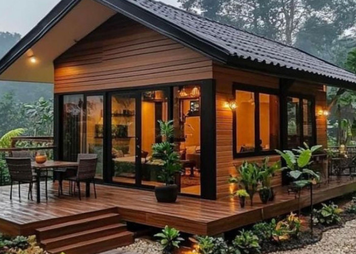 Hangat dan Alami, Ini Denah Rumah Minimalis 6×8 2 Kamar dengan Sentuhan Kayu Elegan