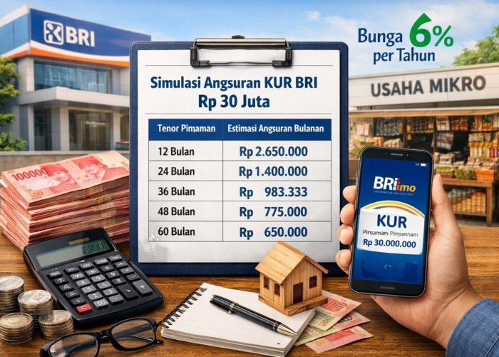 Simulasi KUR BRI Rp30 Juta: Cicilan Mulai Rp650 Ribuan, Tenor Fleksibel hingga 5 Tahun