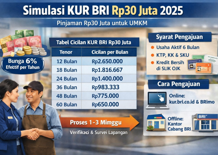 Simulasi Pinjaman KUR BRI Rp30 Juta 2025: Cicilan Ringan, Syarat Mudah untuk UMKM