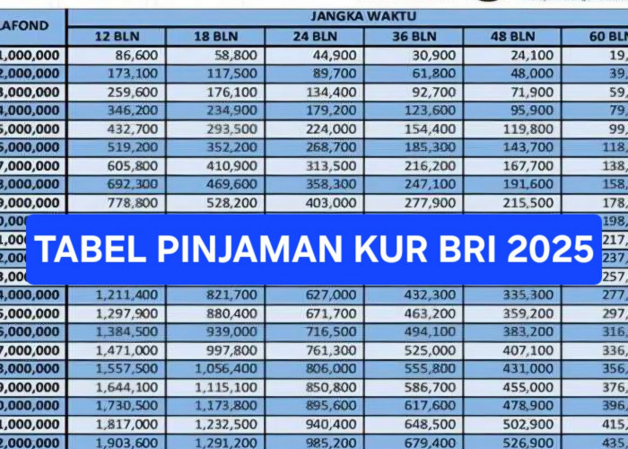 Tabel Angsuran KUR BRI Plafon Rp10 Juta 2025