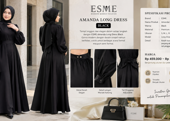 Tampil Anggun dan Elegan Berkelas: Membedah Spesifikasi serta Harga ESME Amanda Long Dress Black