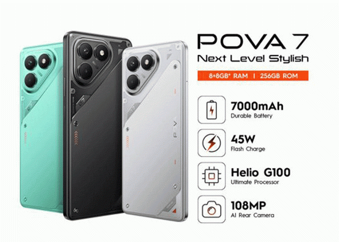 Tecno POVA 7: Monster Baterai 7.000 mAh Siap Libas Semua di Kelas Rp2 Jutaan!